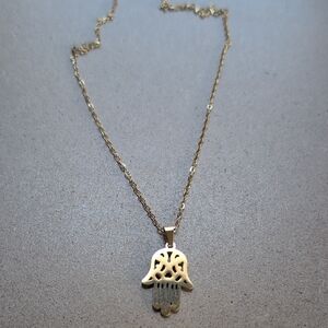 Elegant Gold Stainless Steel Hamsa Hand Necklace